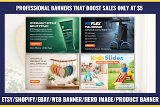 design professional ecommerce shopify banner, etsy banner, ebay, website banner