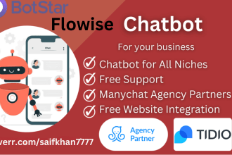 develop custom chatbot using   manychat chatfuel tidio  botpress openai flowise