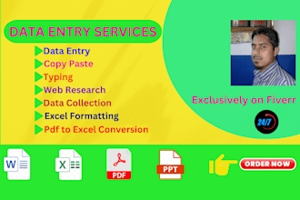 do excel data entry, web research, lead genaretion