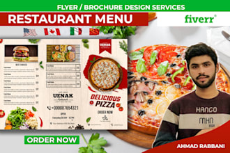 do professional food menu, restaurant menu and cafe menu