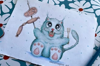 draw cute watercolor illustration