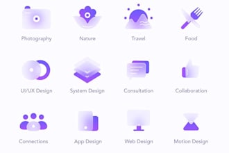 design custom icons set in high quality