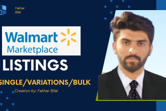 create your walmart listings, variations listing, bulk upload products