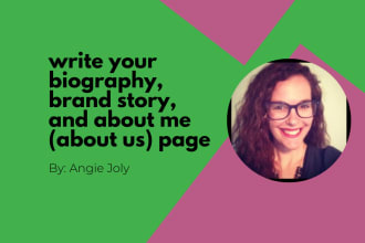 write your biography, brand story, and about me page