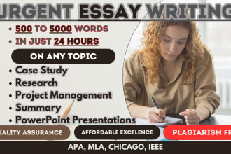 do urgent essays writing, case studies, research,  summaries, presentations