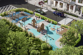 do architectural park garden backyard landscape 3d rendering