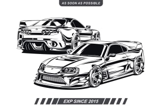 draw car or vehicle into vector line art or black and white