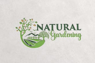 do natural landscape organic farming lawncare logo design