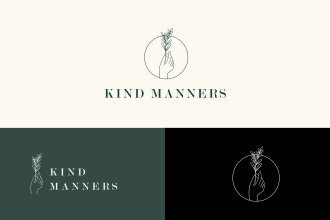custom hand drawn botanical boho feminine logo design