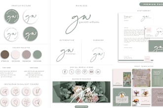 do handwritten initials signature logo and branding kit