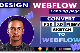 design high impact webflow landing page, xd to webflow that drive sales, leads