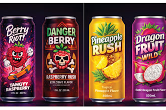 do premium energy drink , juice, soda, and beer can labels