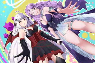draw your cute characters with anime style, vtuber fanart