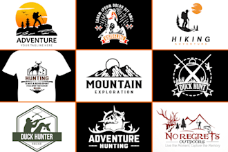 design an adventure, hunting, mountain, outdoor, hiking brand logo