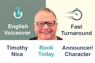 record a professional english character voice over for less