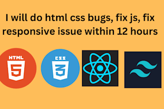 html css bugs, fix js, fix responsive issue in 12 hours