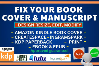 fix rejection errors modify for amazon KDP book cover and interior