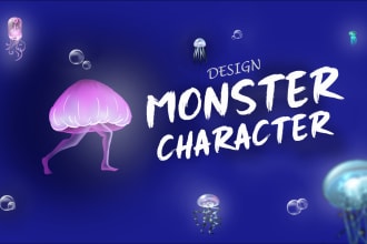 design monster cartoon character, illustration, 2d digital art, animation