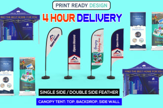 do canopy tent, trade show, roll up banner, table cover, feather flag in 4 hours