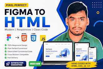design figma to HTML, CSS, bootstrap responsive web design in 24 hours