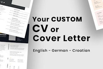 create a custom CV in german, english or croatian