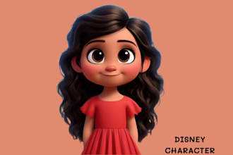 draw 3d disney or pixar character style, human, pets, famous cartoons character