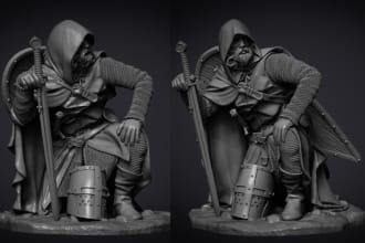 sculpt 3d character in zbrush dnd miniature 3d model stl file for 3d printing