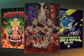 create illustration sport poster for boxing, ufc and others