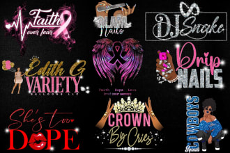 glitter feminine fashion,beauty,eyelashes,hair,nail, and kids boutique logo