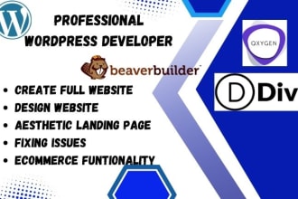 build wordpress website with oxygen builder, gutenberg kandence, beaver and divi