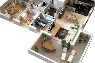 do 3d floor plan, interior view