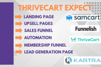 build, clone salesfunnel, landing page on thrivecart, funnelish, samcart