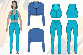 create sportswear, activewear, swimwear, seamless pattern and tech pack