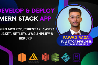 develop and deploy mern stack application on AWS, heruku, netlify or AWS amplify