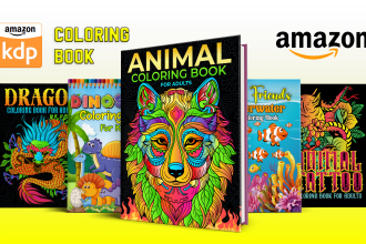 design adult coloring book, kids coloring book, coloring book cover and pages