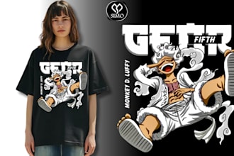 custom cartoon anime graphic t shirt design, streetwear design and merch