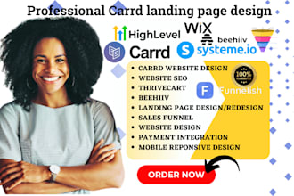 design carrd website, carrd landing page design, thrivecart, wix, beehive