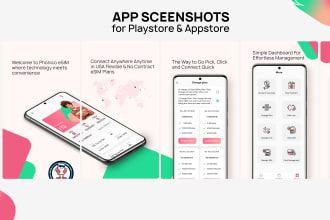 design app screenshots for play store and app store