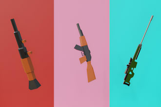 model 3d low poly weapons for games or animations