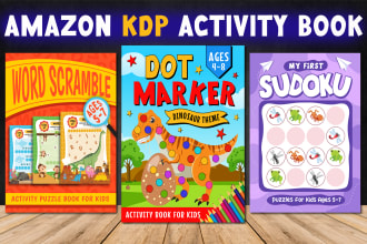 design kids coloring book, kids activity book cover and interior for amazon kdp