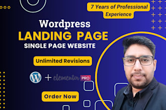 design wordpress landing page or one page website with elementor