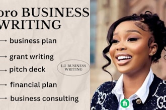 investor ready business plan writer, grant proposal writing, pitch deck sba loan