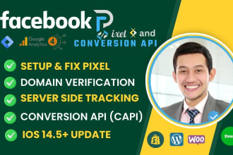 setup facebook meta pixel by GTM, setup fb capi and server side tracking by ga4