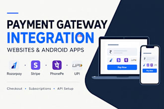 integrate razorpay stripe paypal payment gateway in app website