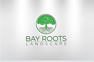 do a high resolution modern landscaping logo design