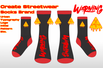 design a sock typhography urban or pattern for your streetwear brand