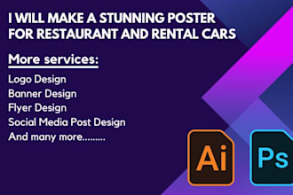 make a stunning poster for restaurant and rental cars