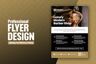 design a luxury barber shop flyer, price list, or salon brochure