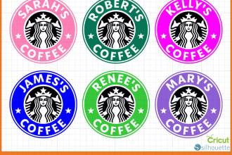 make a custom personalized starbucks coffee sign logo design,svg,png,dxf,eps