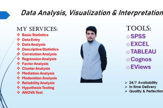 do data analysis, interpretation, visualization on spss and excel